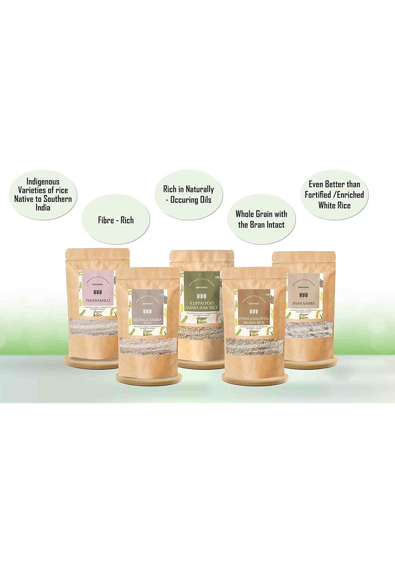 Aranyaka Jeera Samba Raw Rice 1Kg | Aromatic Small-Grain Rice | Seeraga Samba/Jeerakasala/Gobindobhog/Chitti Muthyalu Varieties | Ideal For Biryani & Traditional Meals | 1Kg In Total