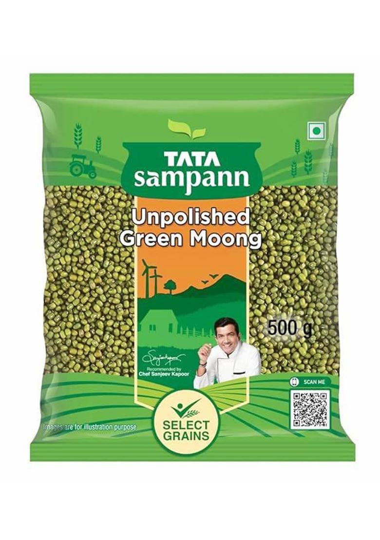 Tata Sampann Unpolished Green Moong Dal (Whole) 500 G