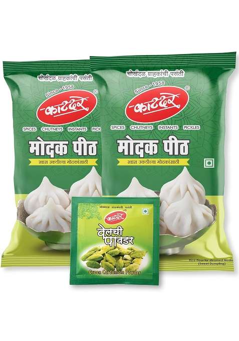 Katdare Modak Peeth | 1Kg (2 X 500Gm) With Welchi Powder 8 Gm | No Artificial Flavours, Colours & Preservatives | Modak Flour | Sweet Dumpling Flour|
