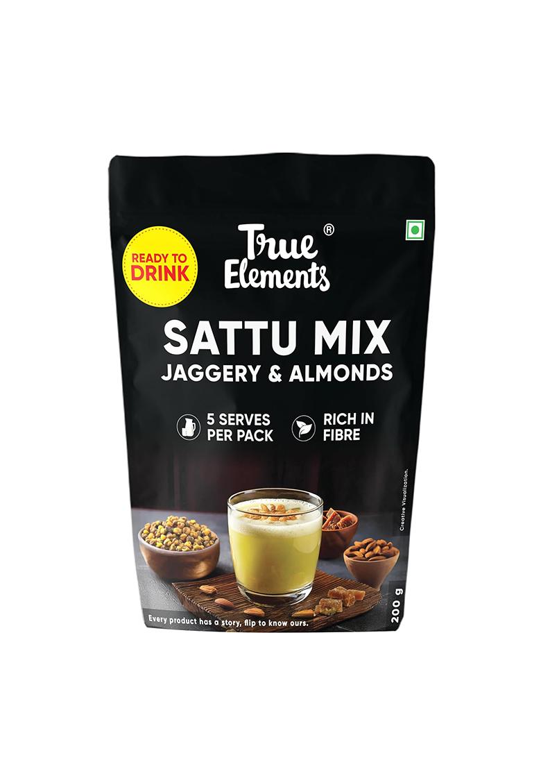 True Elements Sattu Mix With Jaggery And Almonds 40G (Pack Of 5)