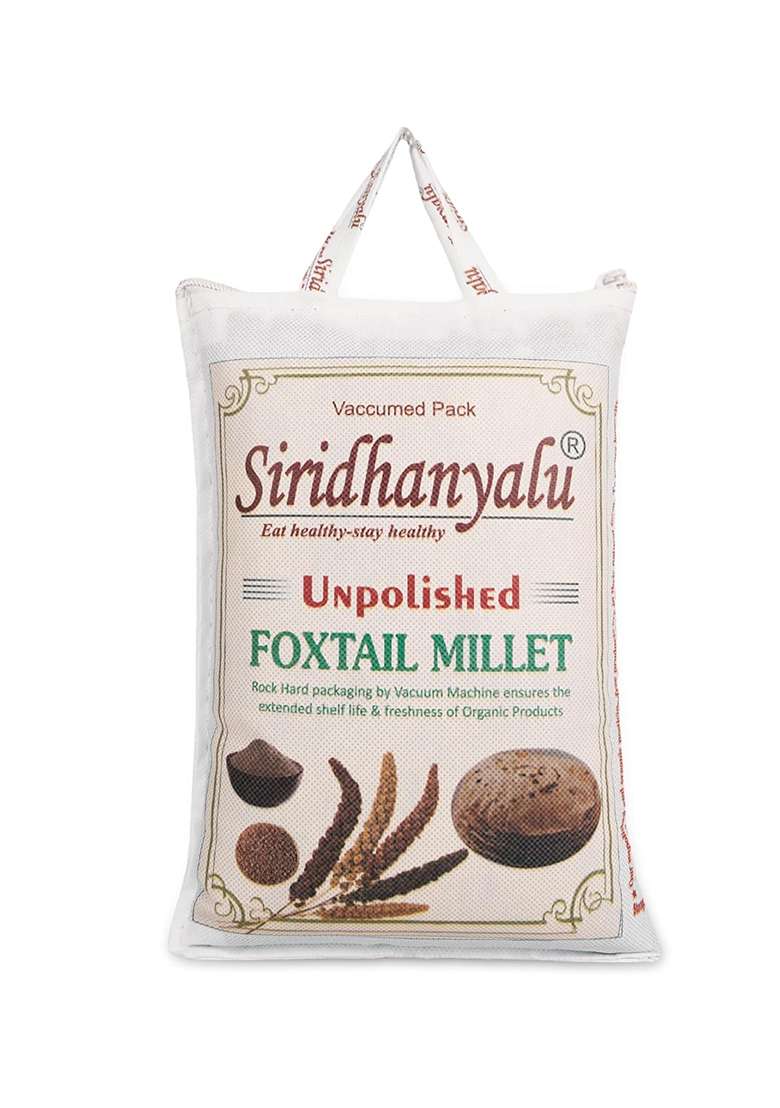Siridhanyalu Unpolished And Organic Foxtail Millets 920Gm Pack, Gross Wt 1000Gm) Organically Grown From Karnataka New Tech Rock-Hard Vacuumed Pack - Indya
