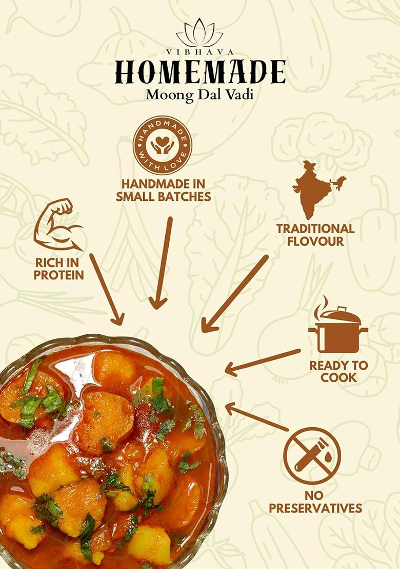 Homemade Moong Dal Vadi | 250 Gm Non-Spicy, Sada Mangodi | Mangodi Vadi | 100% Natural | No Added Preservatives Or Flavours