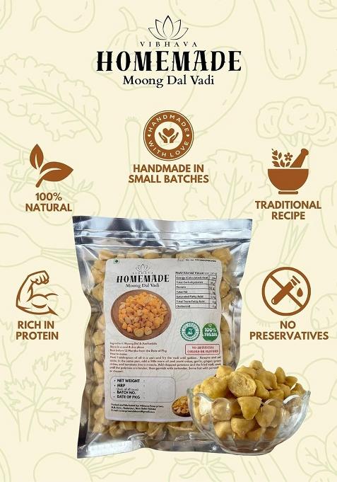 Homemade Moong Dal Vadi | 250 Gm Non-Spicy, Sada Mangodi | Mangodi Vadi | 100% Natural | No Added Preservatives Or Flavours