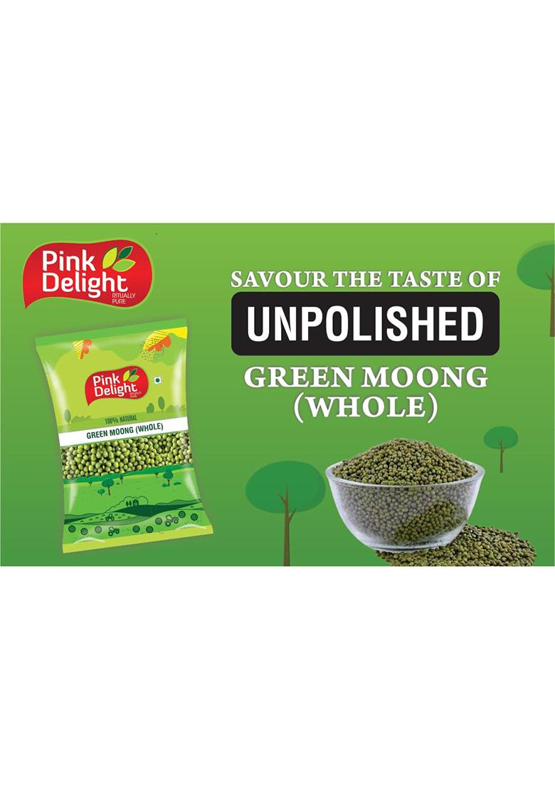 Pink Delight Premium Moong Whole | Sprouts | Sabut Moong | Moong Beans | 100% Dry And Unpolished | 500 Gm Pack