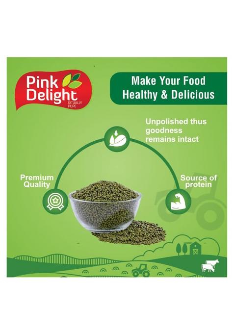 Pink Delight Premium Moong Whole | Sprouts | Sabut Moong | Moong Beans | 100% Dry And Unpolished | 500 Gm Pack