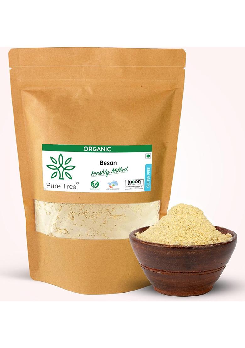 Pure Tree Certified Organic Besan Chana Atta | 850 G | Chana Flour | Freshly Milled Fine Besan Organic Gram Flour | Kadalai Maavu | Chana Dal Flour | Chana Besan