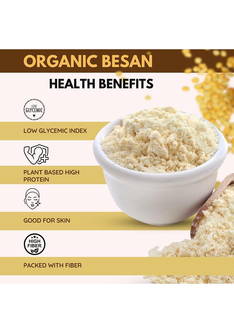 Pure Tree Certified Organic Besan Chana Atta | 850 G | Chana Flour | Freshly Milled Fine Besan Organic Gram Flour | Kadalai Maavu | Chana Dal Flour | Chana Besan