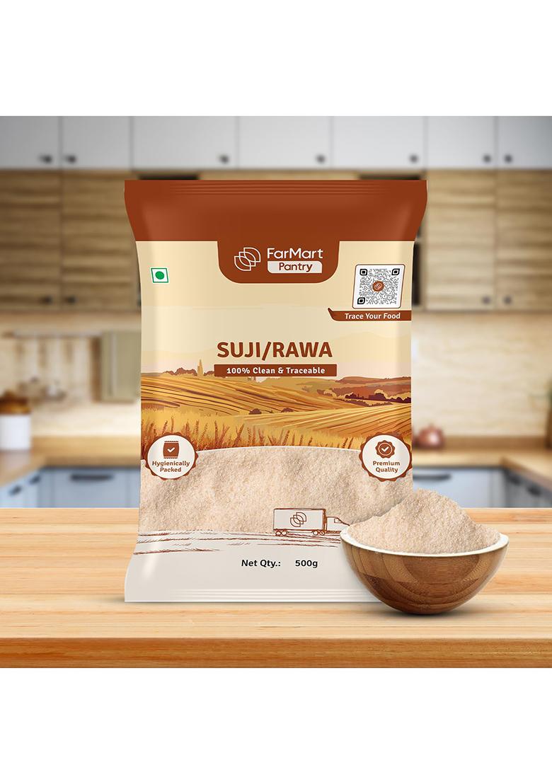 Farmart Pantry Suji/Rawa (500 G) | Rich In Protein & Fibre | 100% Pure & Natural