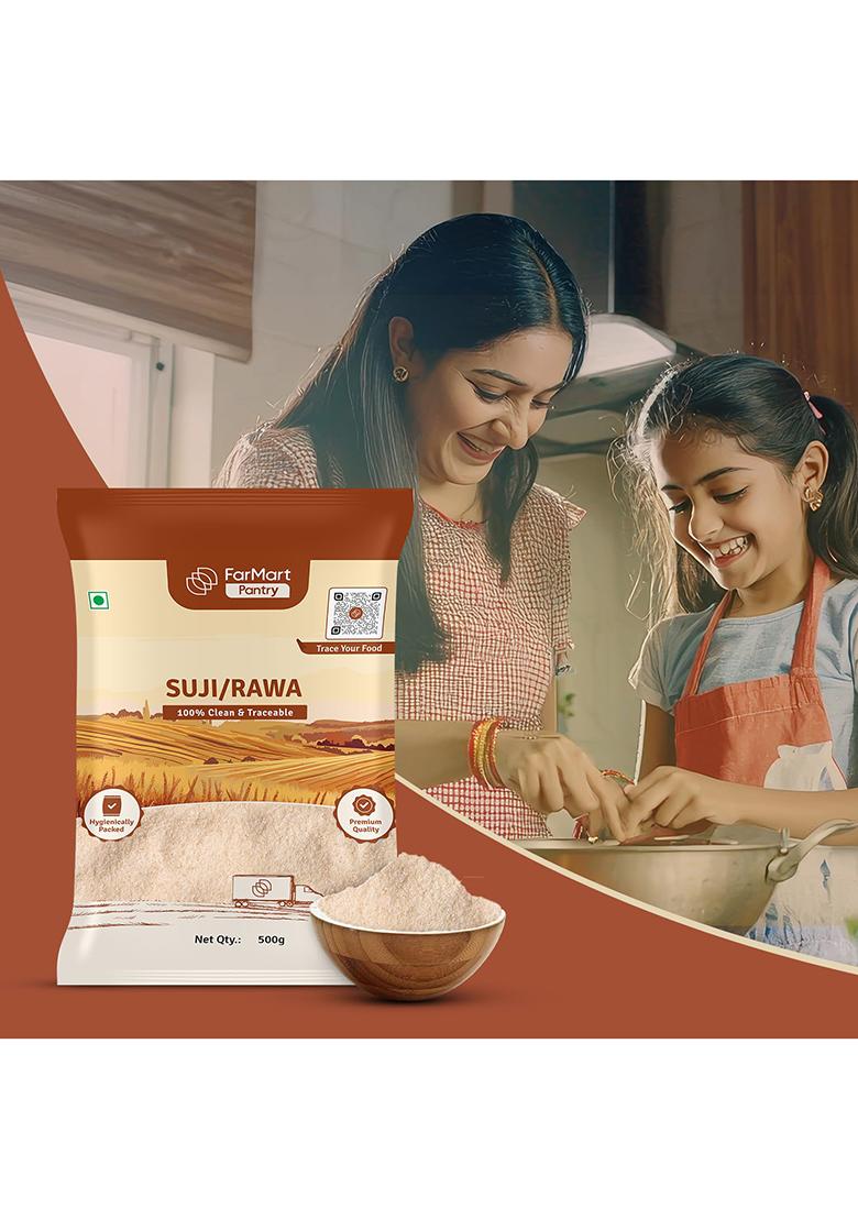 Farmart Pantry Suji/Rawa (500 G) | Rich In Protein & Fibre | 100% Pure & Natural