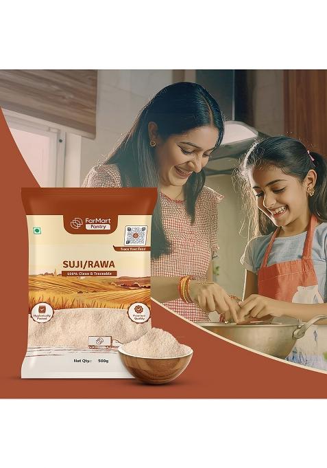 Farmart Pantry Suji/Rawa (500 G) | Rich In Protein & Fibre | 100% Pure & Natural