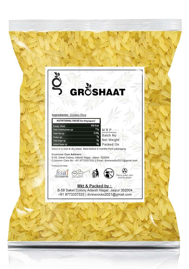Groshaat Naturally Aged, Rich Aroma, Extra Long Grain, Golden Sella Basmati Rice - 1Kg (Pack Of 1) - Indya