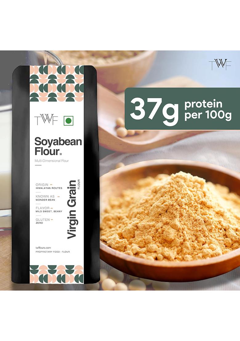 Twf Virgin Soyabean Flour | 1Kg | 100% Natural & Gluten-Free | Virgin Whole Soybeans | High Plant Protein (37G/100G) | Rich In Iron, Calcium & Fiber | Perfect For Baking, Cooking & Protein Shakes | Supports Muscle Strength & Everyday Nutrition