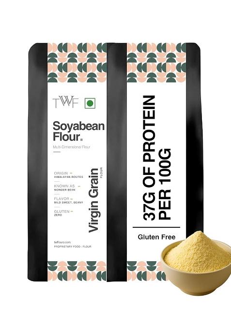 Twf Virgin Soyabean Flour | 1Kg | 100% Natural & Gluten-Free | Virgin Whole Soybeans | High Plant Protein (37G/100G) | Rich In Iron, Calcium & Fiber | Perfect For Baking, Cooking & Protein Shakes | Supports Muscle Strength & Everyday Nutrition
