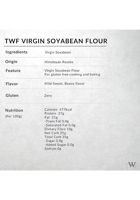 Twf Virgin Soyabean Flour | 1Kg | 100% Natural & Gluten-Free | Virgin Whole Soybeans | High Plant Protein (37G/100G) | Rich In Iron, Calcium & Fiber | Perfect For Baking, Cooking & Protein Shakes | Supports Muscle Strength & Everyday Nutrition