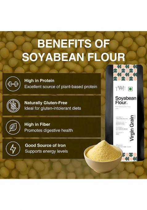 Twf Virgin Soyabean Flour | 1Kg | 100% Natural & Gluten-Free | Virgin Whole Soybeans | High Plant Protein (37G/100G) | Rich In Iron, Calcium & Fiber | Perfect For Baking, Cooking & Protein Shakes | Supports Muscle Strength & Everyday Nutrition