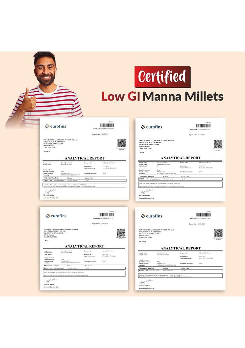 Manna Millets 1Kg Combo Pack Of 2 | Natural Grains | Unpolished Millets | Foxtail 500G, Little 500G | Low Gi Native Rice | High Protein & More Fibre Than Rice (Foxtail + Little)