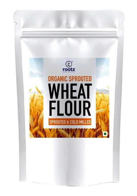 Rootz Organics Sprouted Wheat Flour 900Gm With 100% Whole Lokwan Grains | Soaked Sprouted Dried And Cold Milled | Easy To Digest, Prevents Bloating, High In Nutrients & Fibre For Soft Rotis/Chapatis