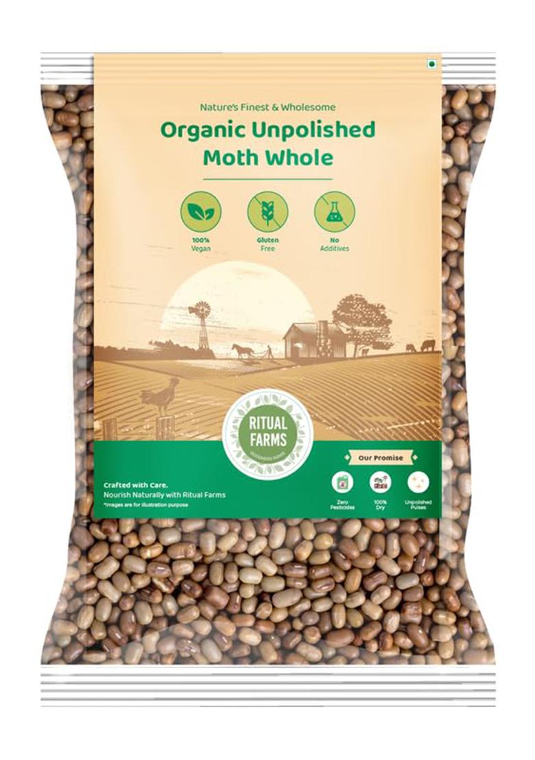 Ritual Farms Natural Unpolished Moth Whole | Naturally Rich Source Of Protein | Matki Indian Pulses For Cooking And Daily Use | Ideal For Preparing Indian Vegetarian Dishes (500Gm)