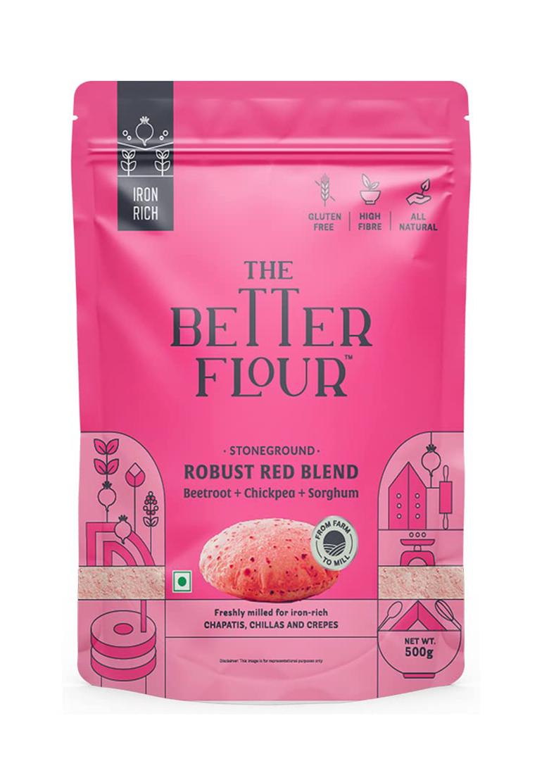 The Better Flour – Iron Rich Beetroot Atta, Healthy Low Carb Keto Atta | Gluten-Free | Iron Rich | Beetroot, White Chickpea & Millet Flour (500Gm)