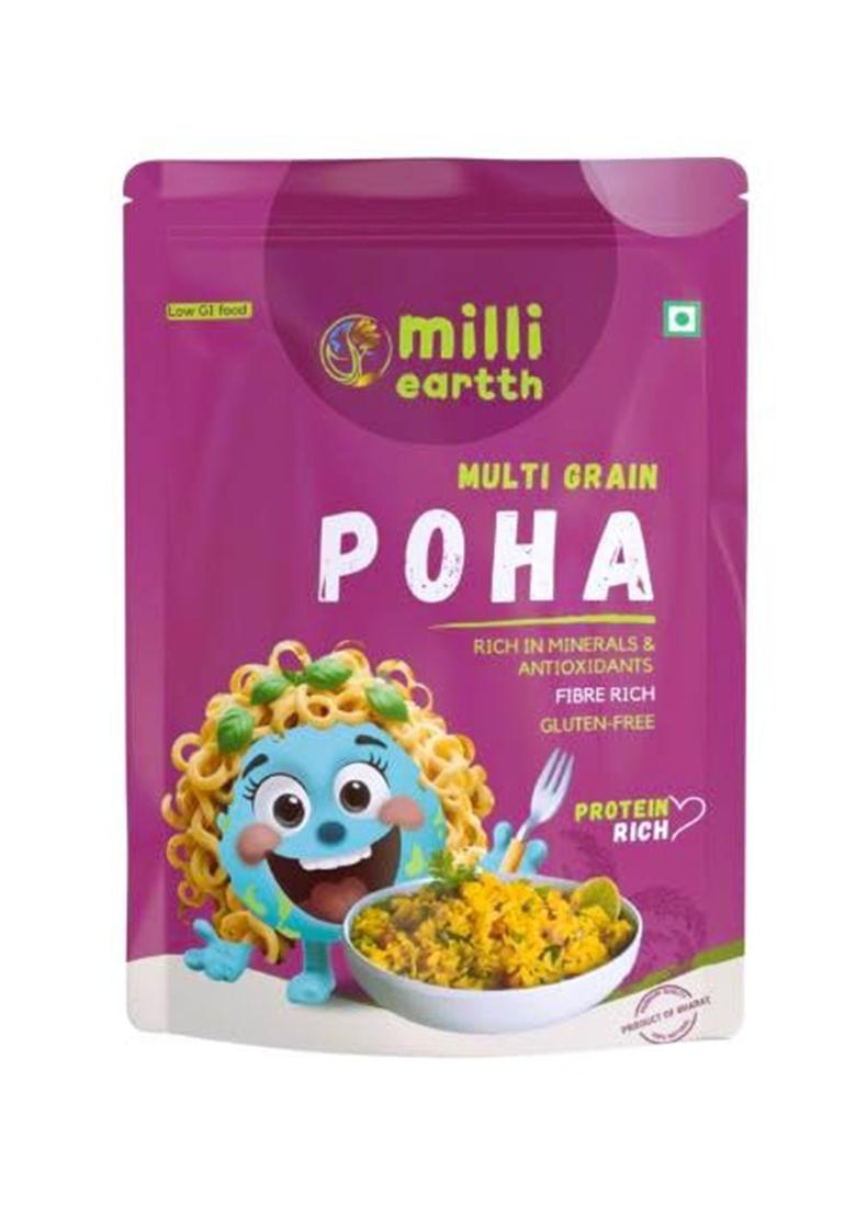 Millieartth Multi Grain Millet Poha | Gluten Free Breakfast | High-Protein, Fiber-Rich & Antioxidant-Packed | Healthy Low-Glycemic Alternative To White Rice Poha | Easy To Cook | 300G (Pack Of 2)