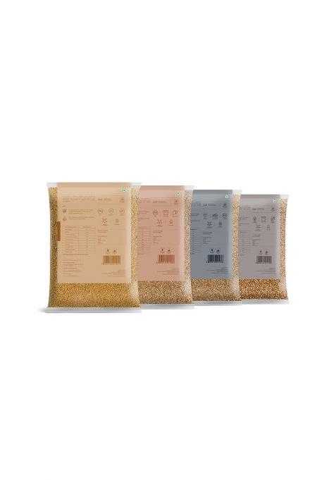 The Millet Company Unpolished Millet Combo Foxtail, Barnyard, Kodo And Little Millet, Combo Pack Of 4 [500G X 4], Natural Farm Grown