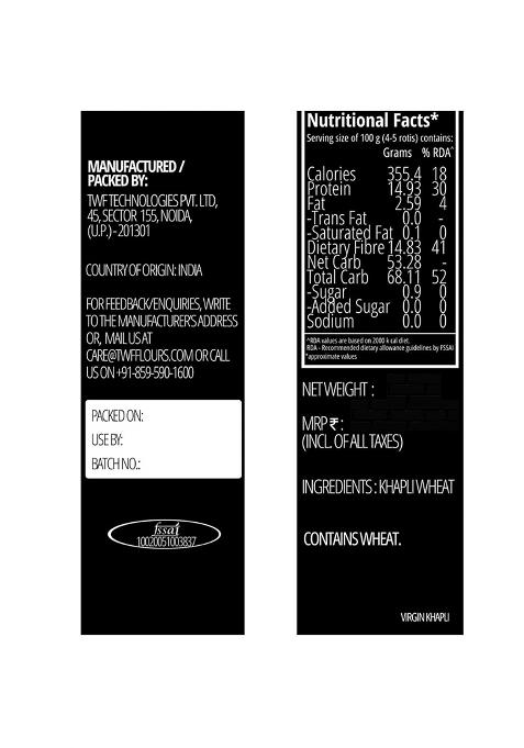 Twf Virgin Khapli Wheat Flour | 2 Kg | Stone Ground | Emmer Atta | Diabetic-Friendly | High Fiber & Protein | No Blending