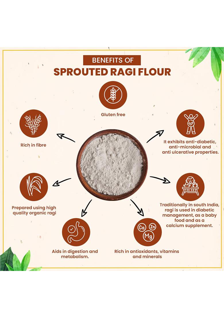 Sprouted Ragi Flour 900G | Stone-Ground & Nutrient-Rich | Nachni Satva | High In Calcium & Iron | Ideal For Porridge, Rotis & Baking |