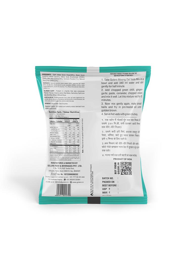 Golers Moong Dal Vada Instant Mix 200G – Pack Of 1 | Ready To Cook Indian Snack Mix | Quick Gujarati Breakfast Mix | Make Moong Bhajiya & Pakoda Easily | Homemade Taste | No Preservatives