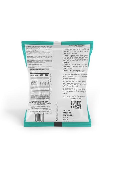 Golers Moong Dal Vada Instant Mix 200G – Pack Of 1 | Ready To Cook Indian Snack Mix | Quick Gujarati Breakfast Mix | Make Moong Bhajiya & Pakoda Easily | Homemade Taste | No Preservatives