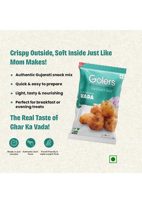 Golers Moong Dal Vada Instant Mix 200G – Pack Of 1 | Ready To Cook Indian Snack Mix | Quick Gujarati Breakfast Mix | Make Moong Bhajiya & Pakoda Easily | Homemade Taste | No Preservatives