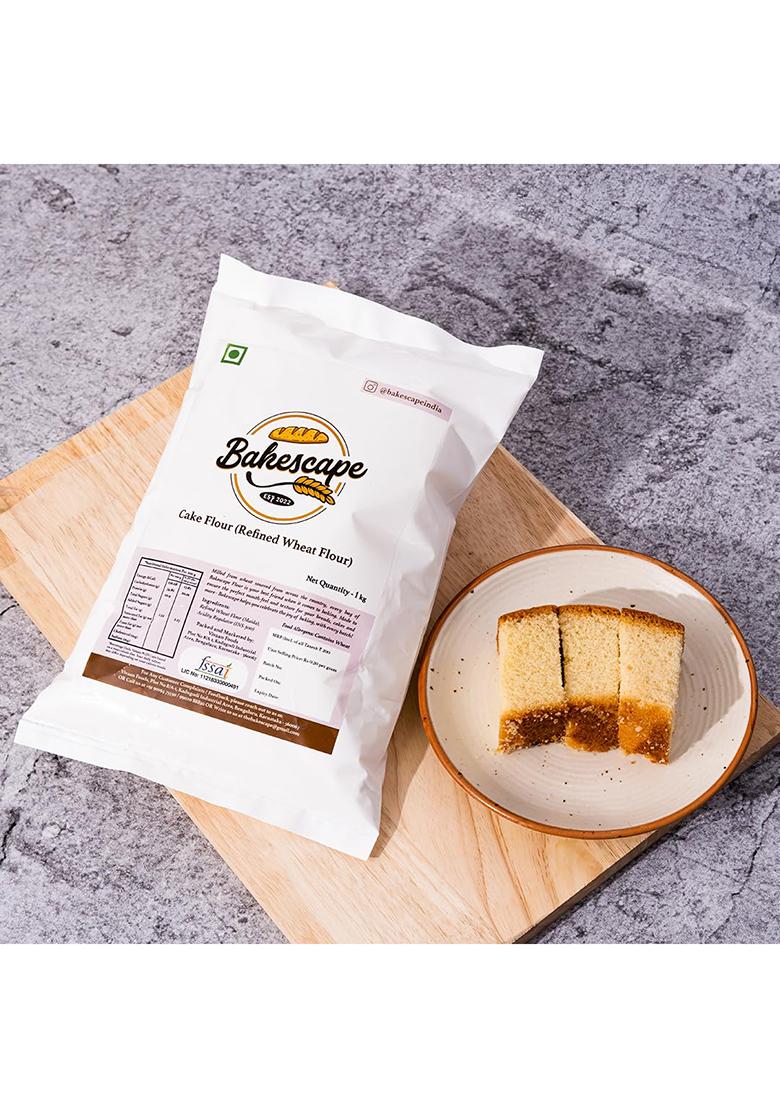 Bakescape Premium Cake Flour (1 Kg) | Unbleached, Low Protein | Perfect For Waffles, Cinnamon Rolls & Fluffy Cakes
