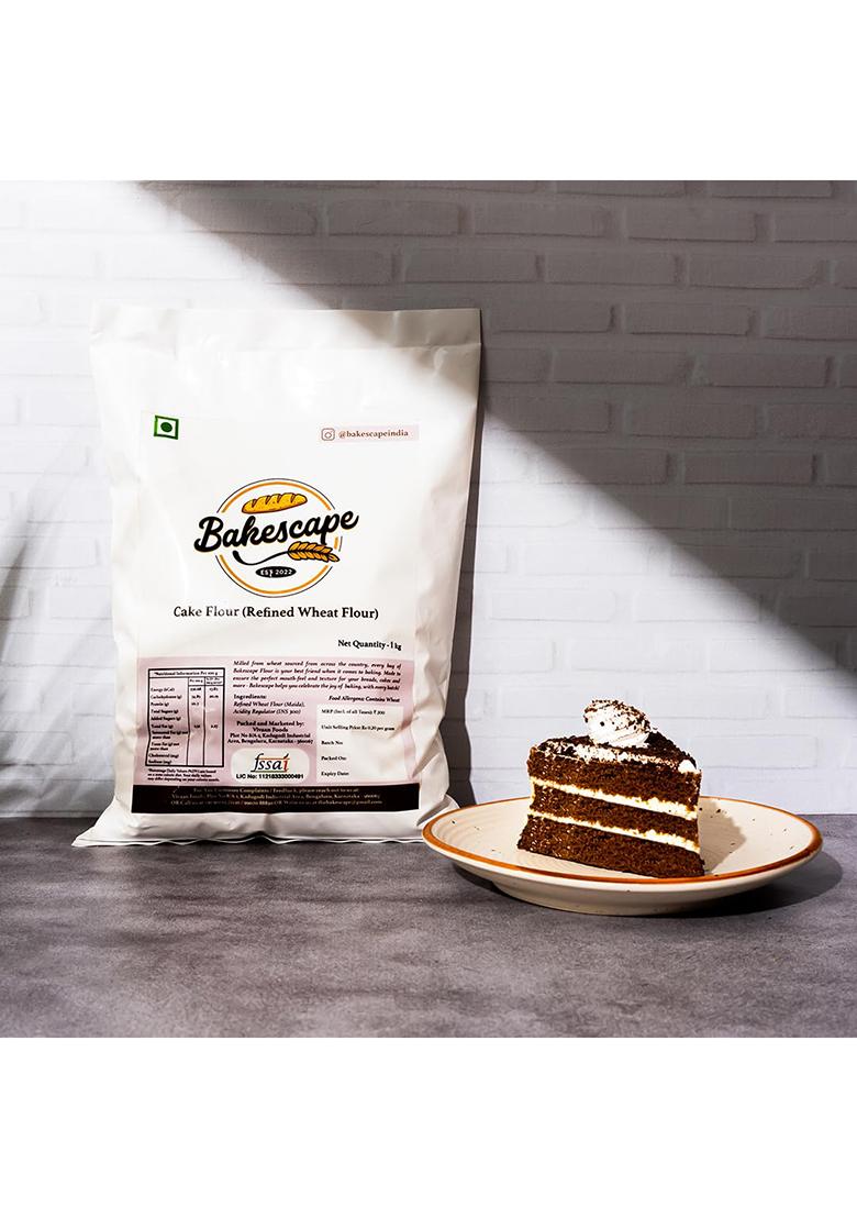 Bakescape Premium Cake Flour (1 Kg) | Unbleached, Low Protein | Perfect For Waffles, Cinnamon Rolls & Fluffy Cakes