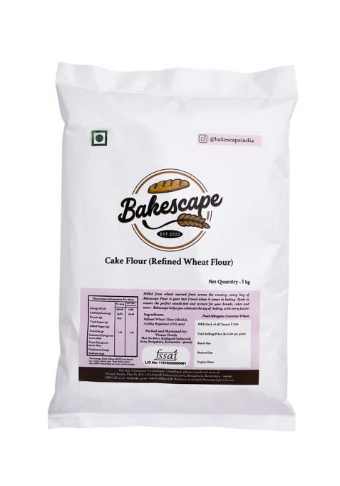 Bakescape Premium Cake Flour (1 Kg) | Unbleached, Low Protein | Perfect For Waffles, Cinnamon Rolls & Fluffy Cakes