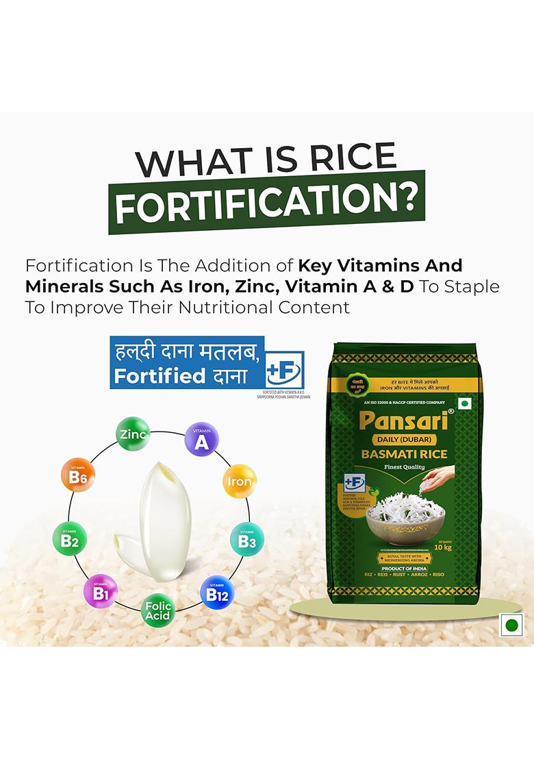 Pansari Daily Basmati Rice 1 Kg| Long Grain Aromatic Flavourful | Fortified Ideal For Daily Cooking | Perfect For Biryani Pulao Khichdi (1-Kg)