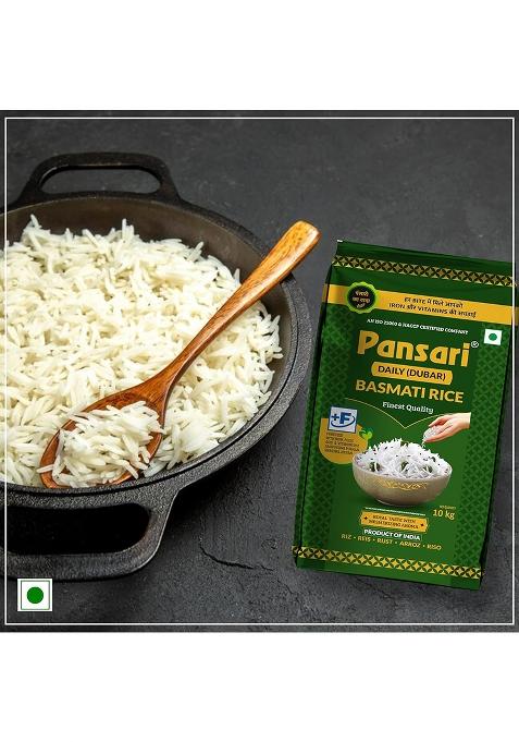 Pansari Daily Basmati Rice 1 Kg| Long Grain Aromatic Flavourful | Fortified Ideal For Daily Cooking | Perfect For Biryani Pulao Khichdi (1-Kg)