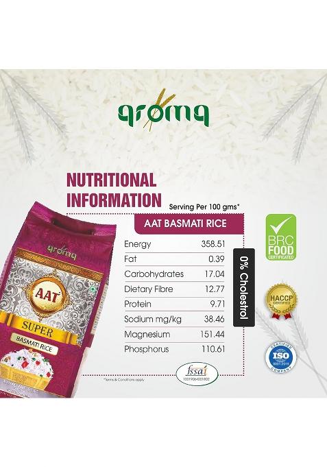 Aat Super Basmati Rice| Natural Aroma | Non-Sticky & Fluffy| Ideal Choice For Biryani, Pulao, Steam Jeera Rice | Pack Of 1 (5 Kg)