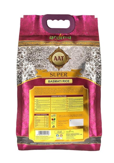 Aat Super Basmati Rice| Natural Aroma | Non-Sticky & Fluffy| Ideal Choice For Biryani, Pulao, Steam Jeera Rice | Pack Of 1 (5 Kg)