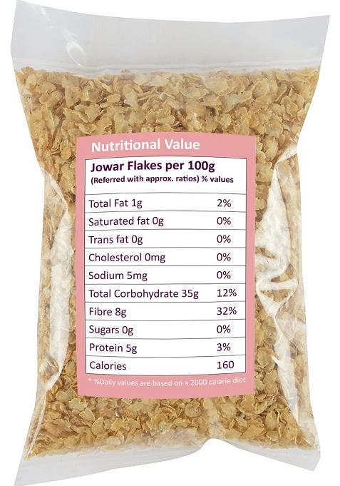 Ikkiyam Jowar Flakes (Poha) | 100% Organic And Premium Cholam (Sorghum) Whole Grain Flakes | High Fiber, Gluten-Free Millet Poha Breakfast Cereal | Best For Weight Loss And Healthy Living | 250G Pack