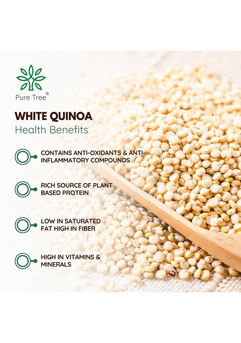 Pure Tree Certified Organic Quinoa Seeds | 850 G | Cereal For Breakfast White Quinoa | Kinova Seeds | Kinoa Rice High Protein Weight Diet Food For Weight Loss
