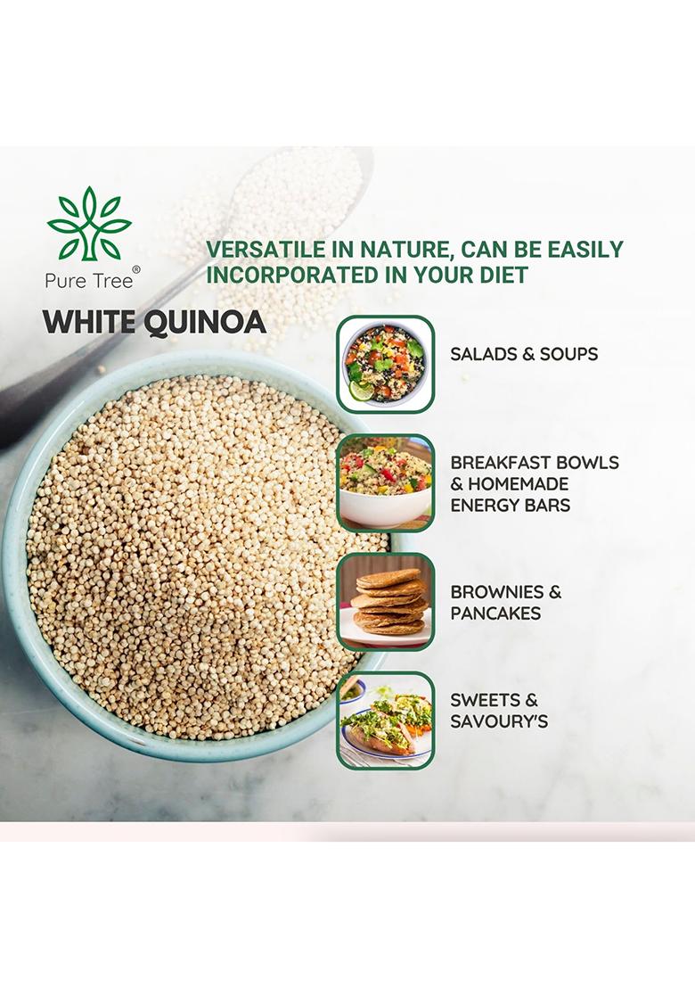 Pure Tree Certified Organic Quinoa Seeds | 850 G | Cereal For Breakfast White Quinoa | Kinova Seeds | Kinoa Rice High Protein Weight Diet Food For Weight Loss