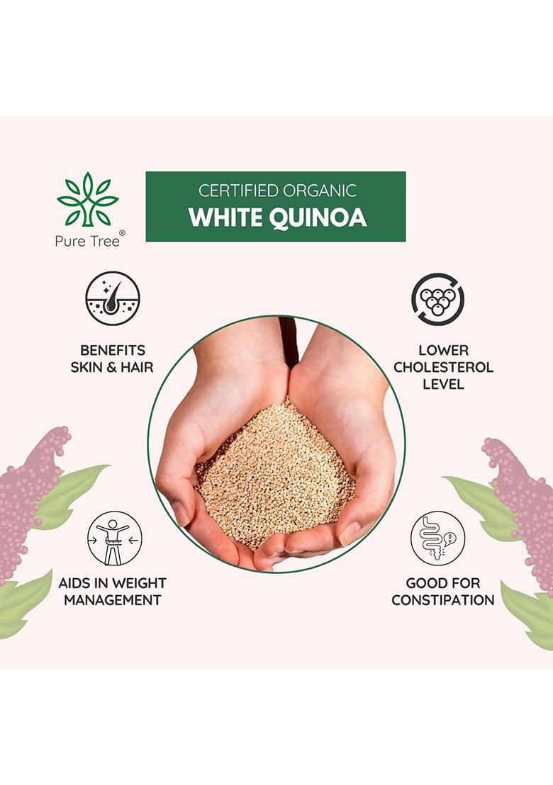 Pure Tree Certified Organic Quinoa Seeds | 850 G | Cereal For Breakfast White Quinoa | Kinova Seeds | Kinoa Rice High Protein Weight Diet Food For Weight Loss