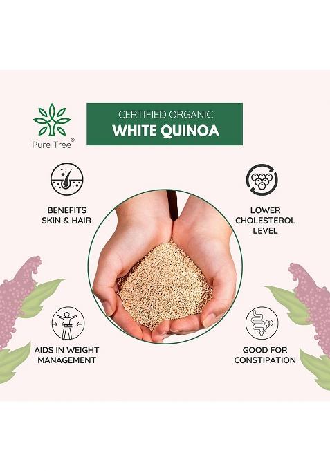 Pure Tree Certified Organic Quinoa Seeds | 850 G | Cereal For Breakfast White Quinoa | Kinova Seeds | Kinoa Rice High Protein Weight Diet Food For Weight Loss