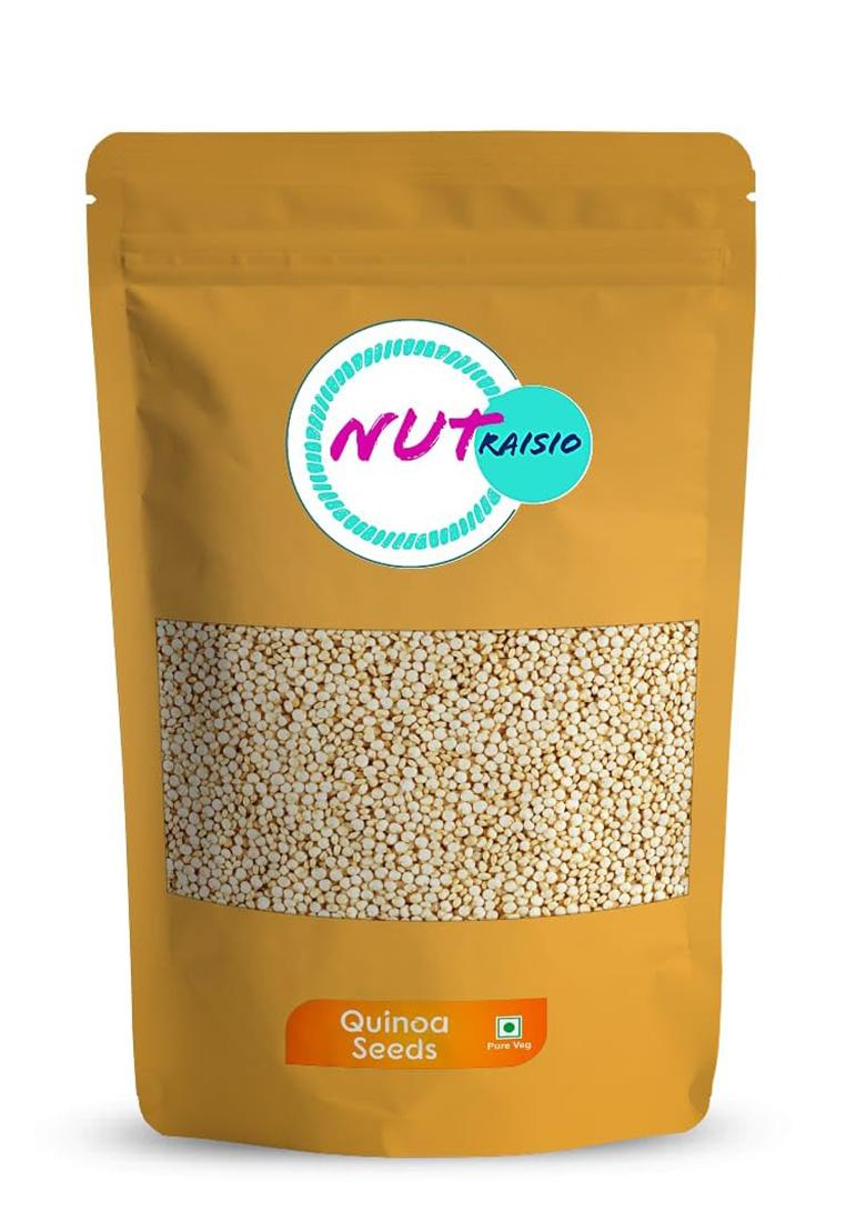 Nutraisio Premium White Quinoa Seeds 1Kg | Gluten-Free | Saponin Free | High Protein & Fiber | Diet Food For Weight Loss | Certified Grain | 100% Wholegrain Breakfast Cereal For Weight Management