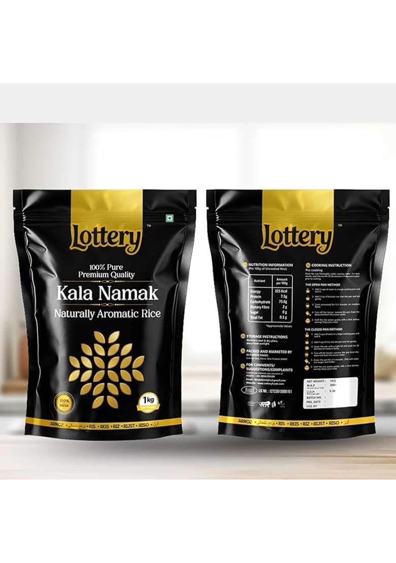 Lottery Rice 1Kg | Naturally Fragrant Whole Grain Indian Rice | Healthy & Nutrient-Rich Ancient Variety (Kala Namak Rice) - Indya
