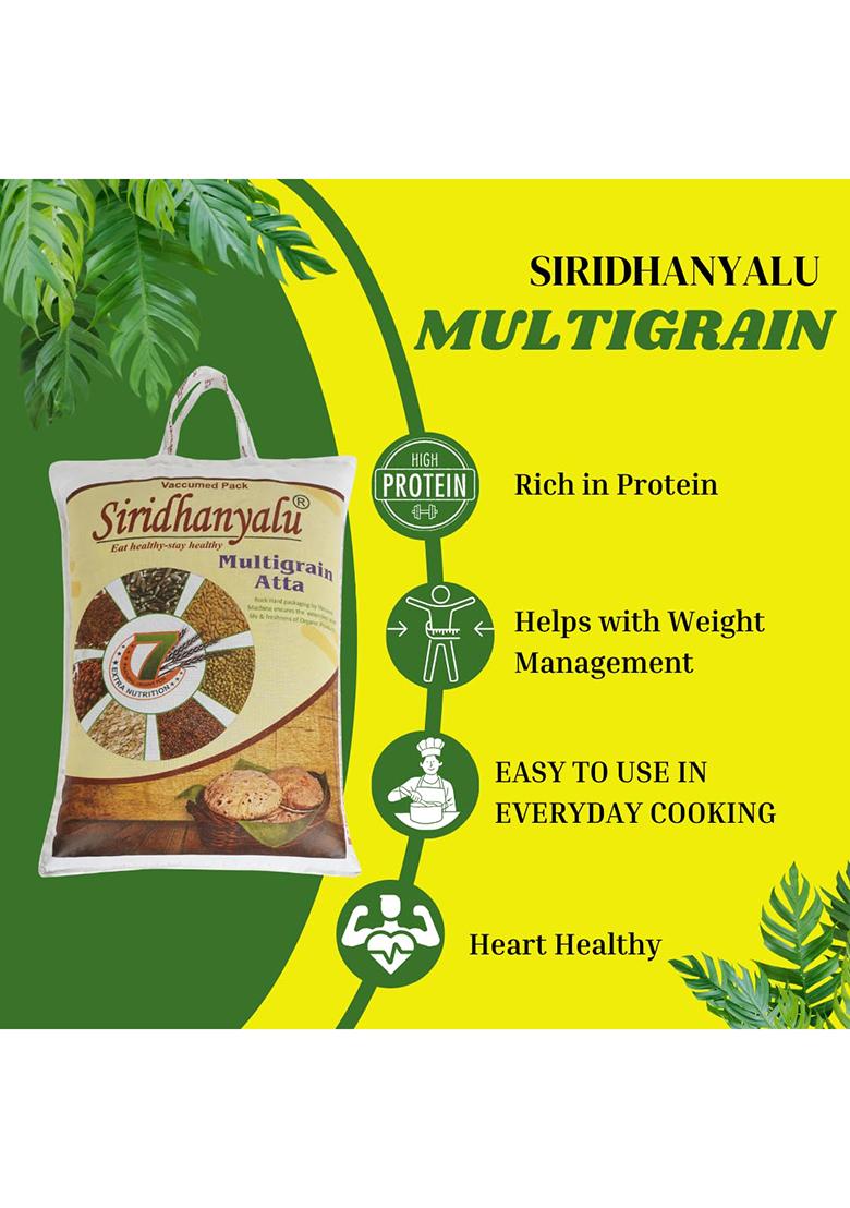 Siridhanyalu Multigrain Mixed Millet Flour (Atta) Gwt. 5Kg | Siridhanyalu Nature'S Super Foods Mixed Multi Millet Flour Multi Millet Powder (4600)