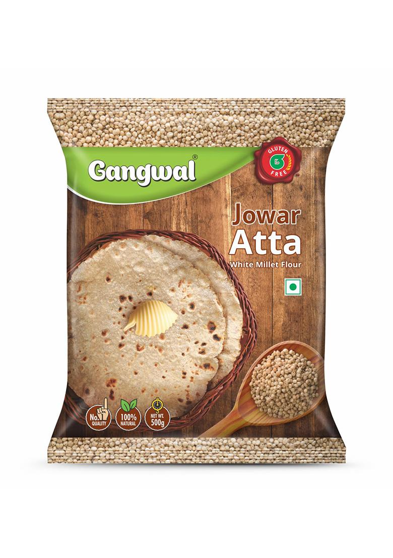 Gangwal Jowar Atta 500Gm Pack Of 2 | White Millet Flour | 100% Natural | Gluten Free | High Fibre | Sorghum Flour | Jwar Atta 500 Gm Pack Of 2 | No Preservatives | Freshly Milled