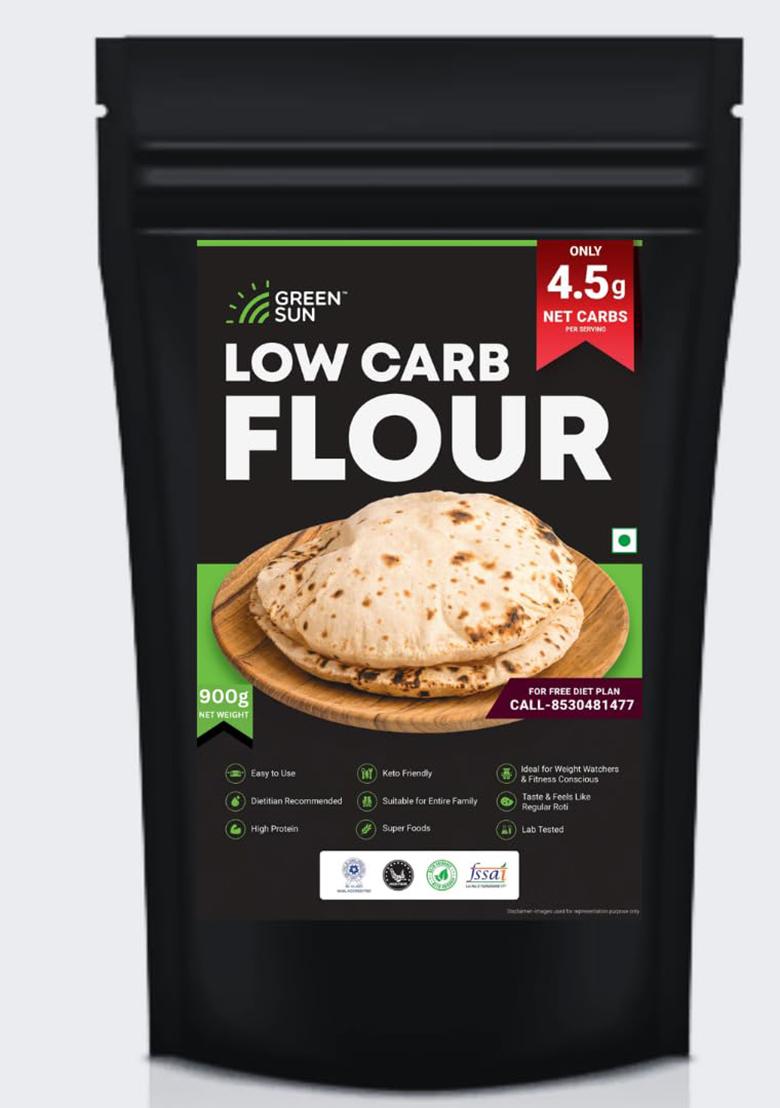 Green Sun Low Carb Flour | 900G | Only 4.5 G Net Carbs Per Roti | Tasty & Easy To Make | Keto Friendly | Healthy Atta| High Fiber | High Protein | Super Foods | Dietitian Recommended |Family Atta
