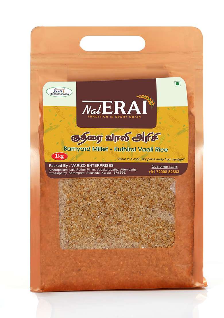Nalerai Kuthiraivali Rice, Barnyard Millet, Parboiled 100% Natural, 1Kg - Indya
