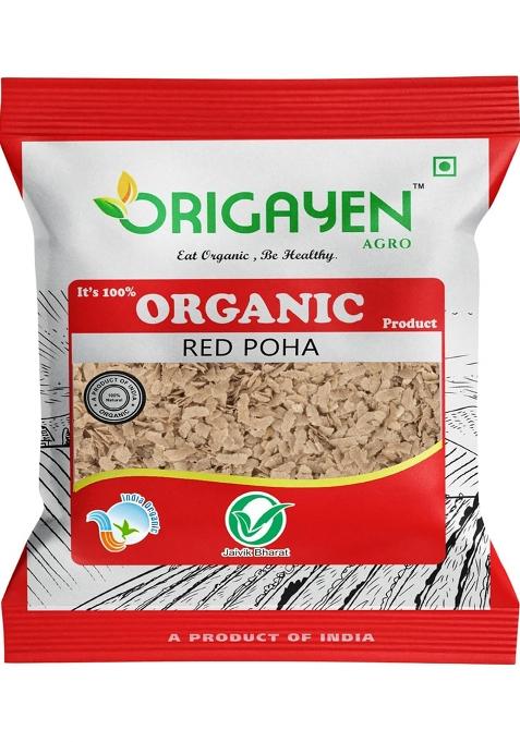 Origayen Organic Red Poha | 100% Natural & Chemical-Free Flattened Rice | High-Fibre Healthy Breakfast Cereal | Product Of India | 250G × 2 Pack