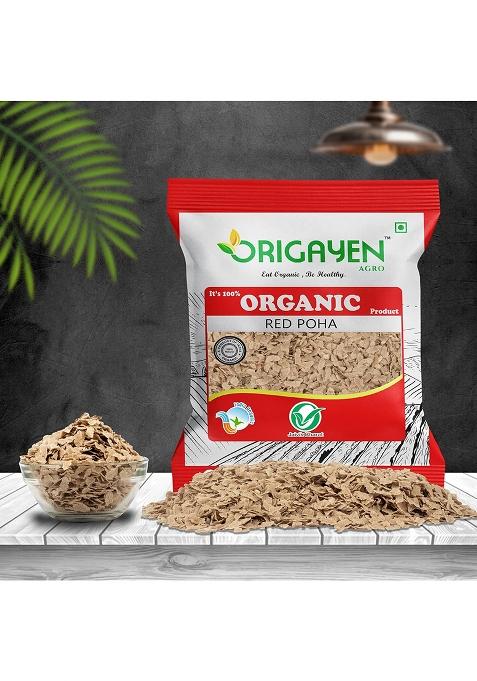 Origayen Organic Red Poha | 100% Natural & Chemical-Free Flattened Rice | High-Fibre Healthy Breakfast Cereal | Product Of India | 250G × 2 Pack